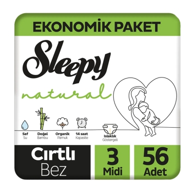 Sleepy Natural 2 Bebek Bezi 3 Numara Midi 60 Adet