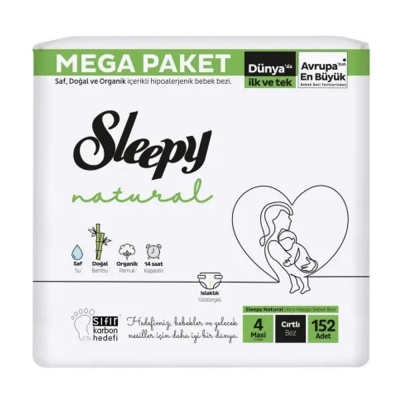 Sleepy Natural Ultra Hassas Cırtlı 4 Maxi 152 Adet