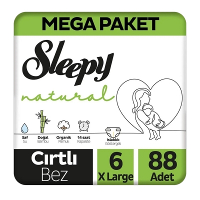 Sleepy Natural Bebek Bezi 6+ Numara Plus 60 Adet